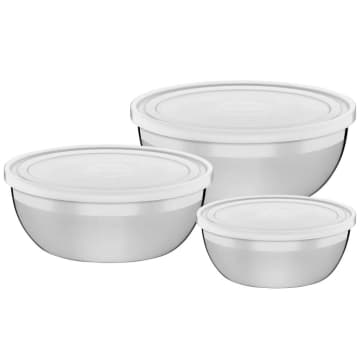 Jogo de Potes em Aço Inox com Tampa Plástica Tramontina Freezinox 3 Peças — Tramontina