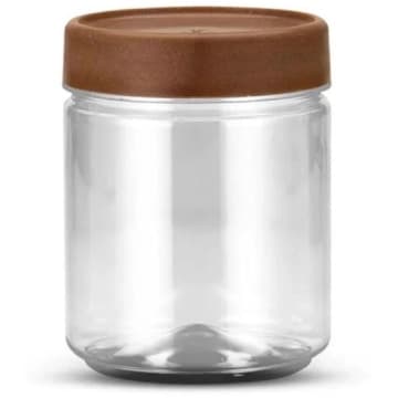 12un Pote Multiuso Plástico Bazar 650ml com Tampa Amadeirado G1113 Galvanotek — Galvanotek