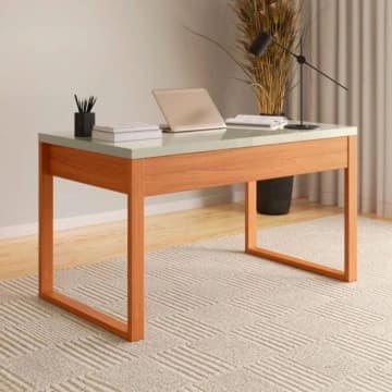 Mesa para Escritório em MDF Off White Freijó 135x68 cm Dalla Costa — Dalla Costa