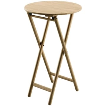 Mesa Dobrável Redonda Alta Tramontina Bossa 60x96 cm em Madeira Tauari Natural — Tramontina