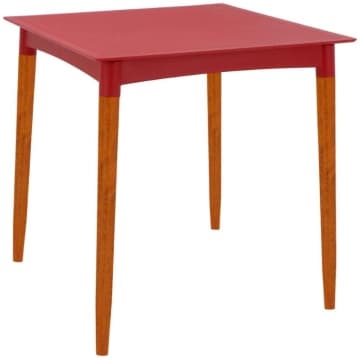 Mesa Tramontina Laura Rattan 70 cm Polipropileno Vermelho Pernas Madeira — Tramontina