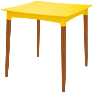 Mesa Tramontina Diana em Polipropileno Amarelo 70cm Pernas de Madeira — Tramontina