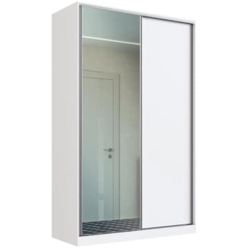 Guarda Roupa Solteiro Branco 147x59,8x235cm 1 Espelho 2 Portas 3 Gavetas RC 2004 Emovell — Emovell