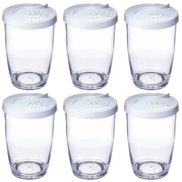 Kit 6 Porta Queijo Farinha Temperos 350ml Farinheiro Branco — Ou