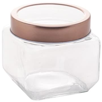Pote de Vidro com Tampa Metal Rose Gold Lyor 800ml Gastro Porta Mantimentos Potinho — Lyor