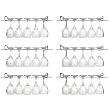 6 Suportes Para Taças Cromado Decoração Bar Vinho 25cm — Zanline