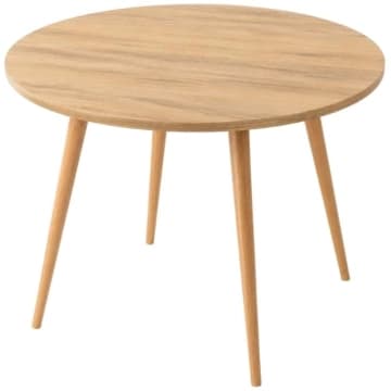 Mesa Jantar Sofia Redonda 80cm Carvalho Tropical 18mm Pés de Madeira Natural Marin — Marin Brasil