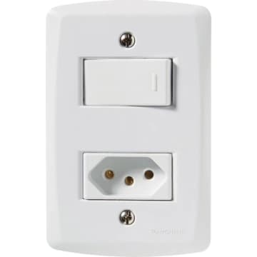 Conjunto 4x2 com 1 Interruptor Simples 10 A 250 V e 1 Tomada — Tramontina