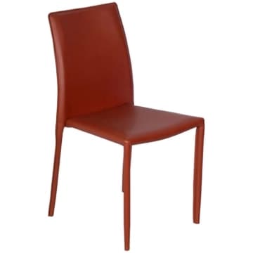 Cadeira Glam Estofada Terra Cota Empilhável Or Design Metal PU — Or Design
