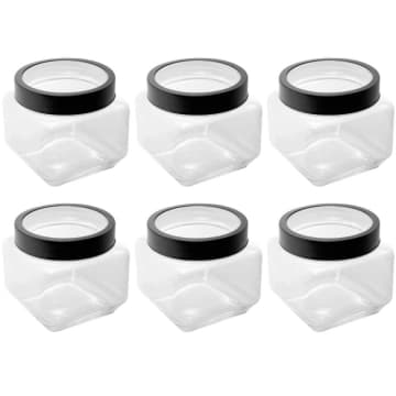 Kit 6 Potes de Vidro Tampa Metal Preta 800ml Gastro Lyor Porta Mantimentos Alimentos — Lyor
