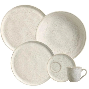 Aparelho de Jantar 30 Peças Bio Vanilla Cerâmica Orgânico Off White Porto Brasil Mesa Posta — Porto Brasil