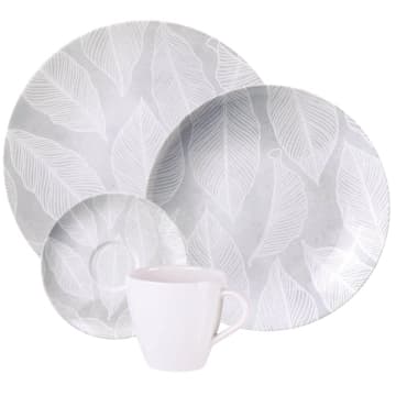 Aparelho de Jantar 24 Peças em Porcelana Decorada Tramontina Arbo Pratos Xícaras Pires 6 Pessoas — Tramontina