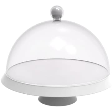 Porta Bolo Bubble Crippa 30 Cm De Diametro Com Base Com Pé Resistente E Cúpula Transparente Branc — Crippa