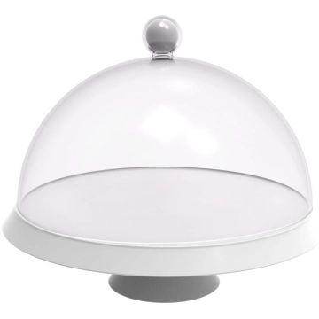 Porta Bolo Bubble Crippa 30 Cm De Diametro Com Base Com Pé Resistente E Cúpula Transparente Branc — Crippa