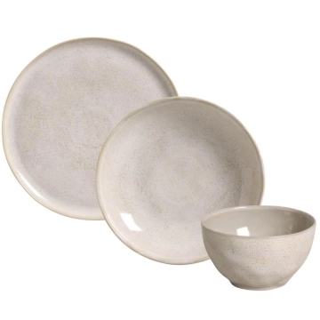 Jogo de Jantar 18 Peças Bio Latte Cerâmica Off White Prato Raso Prato Fundo Bowl Porto Brasil Mesa Posta — Porto Brasil