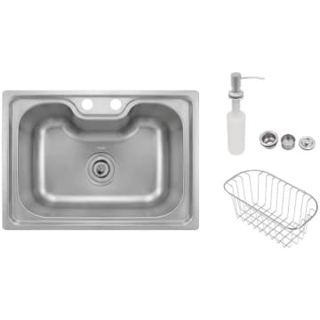 Cuba para Cozinha Gourmet Aço Inox 50x40 cm com Cesto e Dosador Tuizi — Marin Brasil
