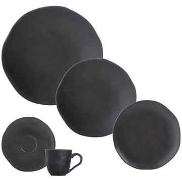 Aparelho de Jantar 30 Peças Orgânico Preto Matte Porto Brasil — Porto Brasil