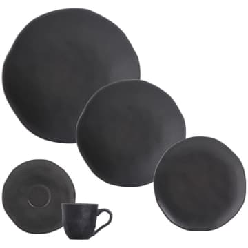 Aparelho de Jantar 30 Peças Orgânico Preto Matte Porto Brasil — Porto Brasil