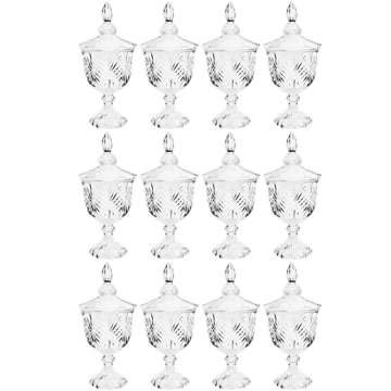 12 Potiches de Cristal com Pé Tampa Baleiro Decorativo Lyor Bombonieres Dublin de Mesa — Lyor