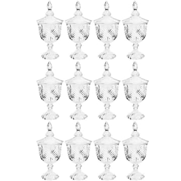 12 Potiches de Cristal com Pé Tampa Baleiro Decorativo Lyor Bombonieres Dublin de Mesa — Lyor