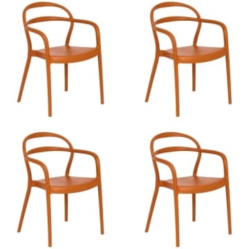 Kit 4 Cadeiras Tramontina Sissi com Braços Terracota Empilháveis em Polipropileno — Tramontina