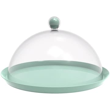 Porta Bolo Torta 30cm Verde Menta Bubble com Cúpula Crippa Boleira Doces Petiscos — Crippa