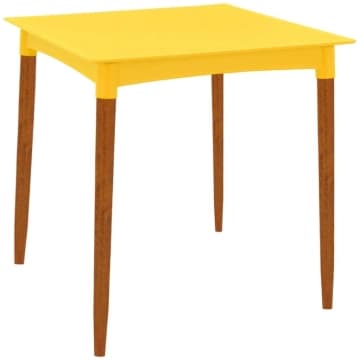 Mesa Tramontina Laura Rattan 70 cm Polipropileno Amarelo Pernas Madeira — Tramontina