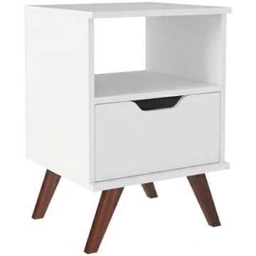 Mesa De Cabeceira Retrô Com 1 Gaveta Mb1106 Branca — Movelbento