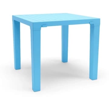 Mesa Niala Quadrada Azul Celeste 80cm em Polipropileno Plaxmetal — Plaxmetal