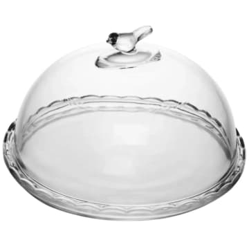 Queijeira Bird 20cm Com Tampa Cristal Wolff Elegante Mesa Po — Wolff