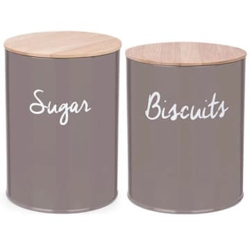 Conjunto 2 Latas Porta Mantimentos Biscoitos e Açúcar Tampa em Bambu Haus Concept Canister — Haus Concept
