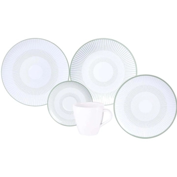 Jogo Aparelho de Jantar 30 Peças Tramontina Lineare Porcelana Decorada Servir Mesa Posta — Tramontina