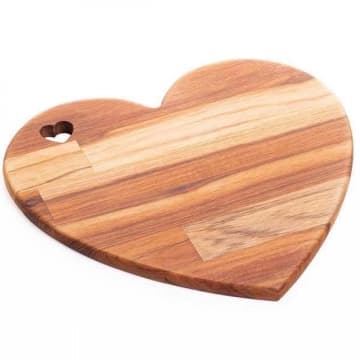 Tabua De Madeira Multiuso Teca Coração 33 x 30cm - Woodart — Rojemac