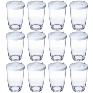 Kit 12 Farinheiras Porta Farofa Queijeira Temperos 350ml Branco Ou Plástico com Tampa — Ou