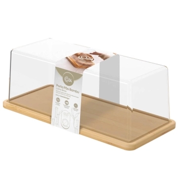 Porta Pão Em Bambu Com Tampa Plástica 37x16,5x14cm Coza Brisa Pães Organizador — Coza