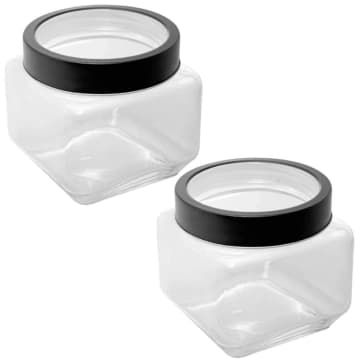 2 Potes de Vidro 800ml Tampa Metal Preta Gastro Lyor Porta M — Lyor