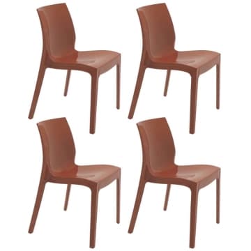 Conjunto 4 Cadeiras Terracota Plástica Tramontina Alice Summa Brilho Jantar — Tramontina