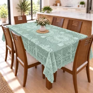 Toalha De Mesa Renda 1,50m x 2,30m Para Mesa 6 Lugares Fácil de Limpar Verde — Casa Scarpa