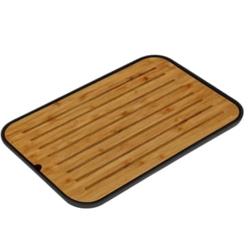 Tábua Migalheira de Bambu 33x23cm Corte Porta Pães Bolos Preto Ou Lume — Ou