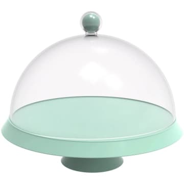 Porta Bolo com Cúpula e Pé 30cm Verde Menta Bubble Crippa Boleira Tortas Doces — Crippa