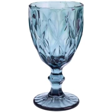 Taça Diamond De Vidro Azul 350ml Água Sucos Refrigerantes Avulsa Cálice Copo — Lyor
