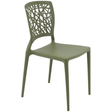 Cadeira Plástica Forte Verde Oliva Decorada Tramontina Joana Encosto Vazado Sala Cozinha — Tramontina