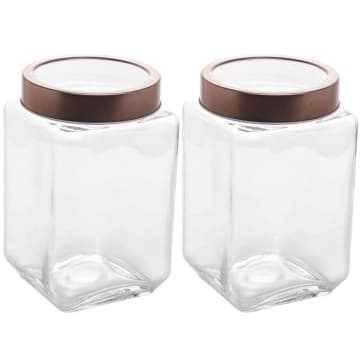 Kit 2 Potes de Vidro com Tampa Metal Rose Gold 1,7L Porta Mantimentos Lyor Gastro Vasilhas — Lyor