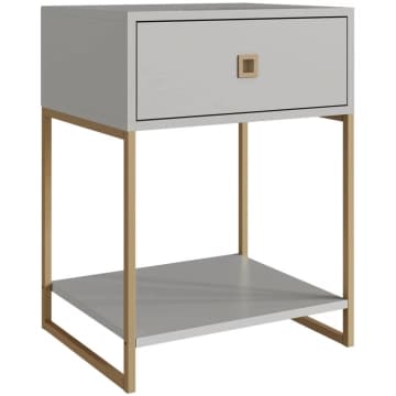 Mesa de Cabeceira Industrial 1 Gaveta 45x40x61cm P1026 Arenas Dourado Placa e Ponto — Placa e Ponto