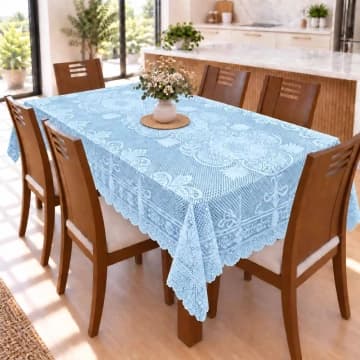 Toalha De Mesa Renda 1,50m x 2,30m Para Mesa 6 Lugares Fácil de Limpar Azul — Casa Scarpa