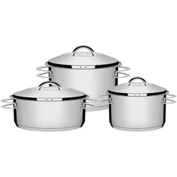 Jogo de Panelas Tramontina Solar em Aço Inox com Fundo Triplo 3 Peças — Tramontina