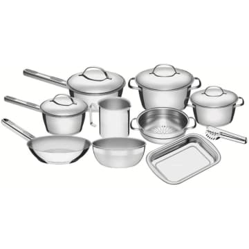 Jogo de Panelas Tramontina Allegra 10 Peças Aço Inox Indução — Tramontina