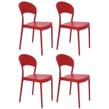 Conjunto 4 Cadeiras Plásticas Vermelha Summa Sissi Tramontina 182 kg Cozinha — Tramontina