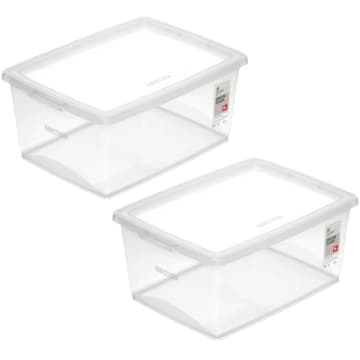 2 Caixas Organizadoras Plástica 15L com Tampa Ordene My Closet Retangular Transparente — Ordene