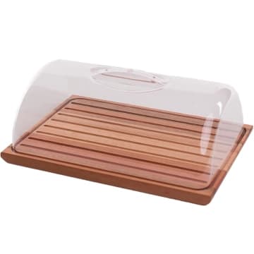 Migalheira de Madeira com Tampa Acrílica 36x25cm Suporte Porta Pão Essence — Domama